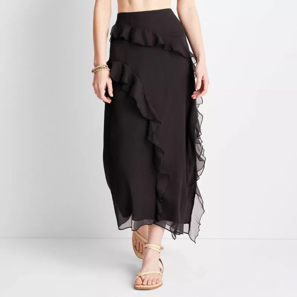 Target Future Collective w/ Jenee Naylor Asymmetrical Ruffle Floral Maxi Skirt
